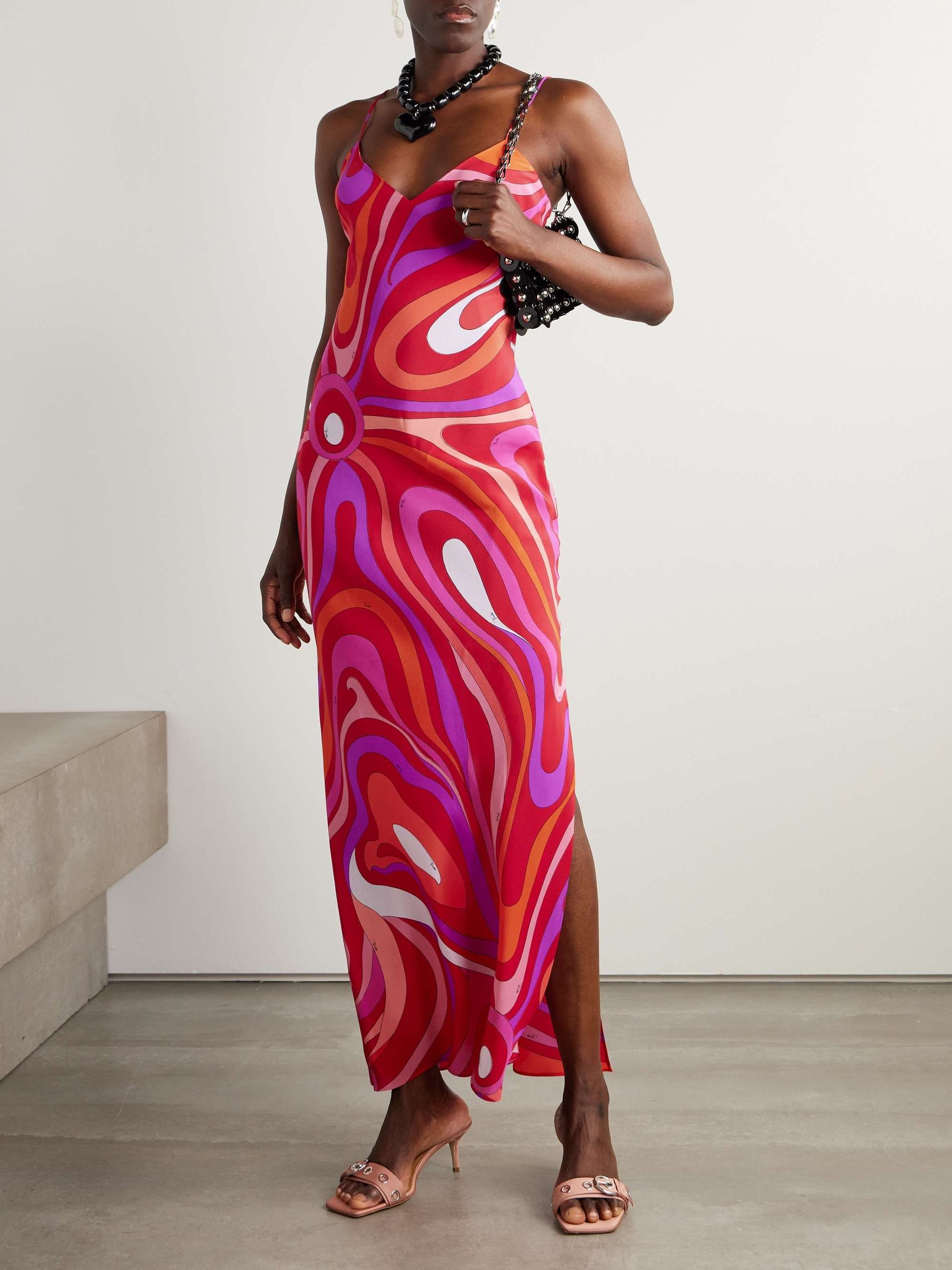 Marmo Printed Silk Crepe De Chine Maxi Dress