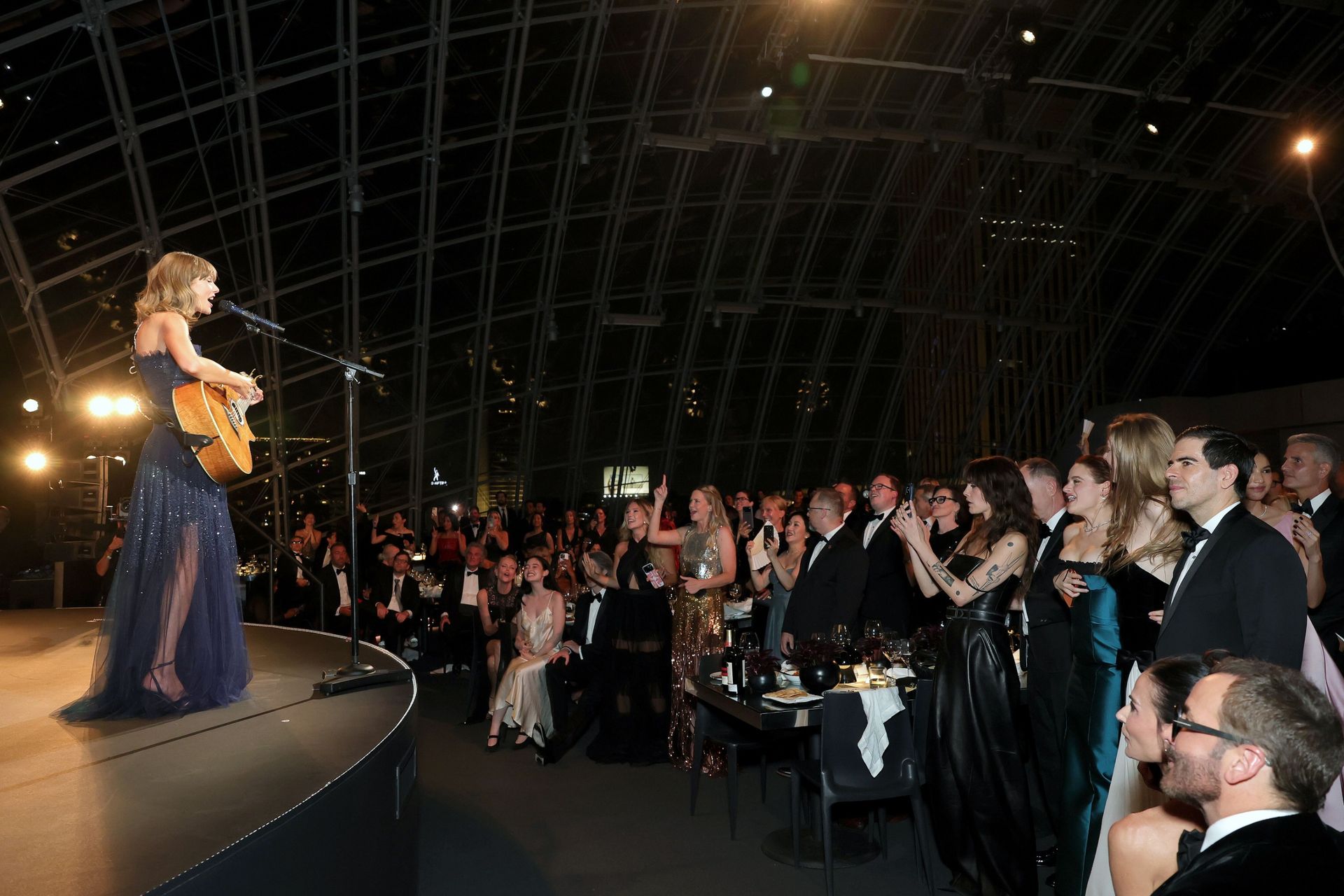 Taylor Swift Trades a Dior Gown and Chopard Jewels for a Sheer Ralph Lauren Dress at the Academy Museum Gala