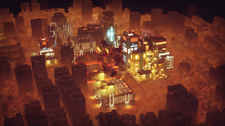 A burning city in the desert