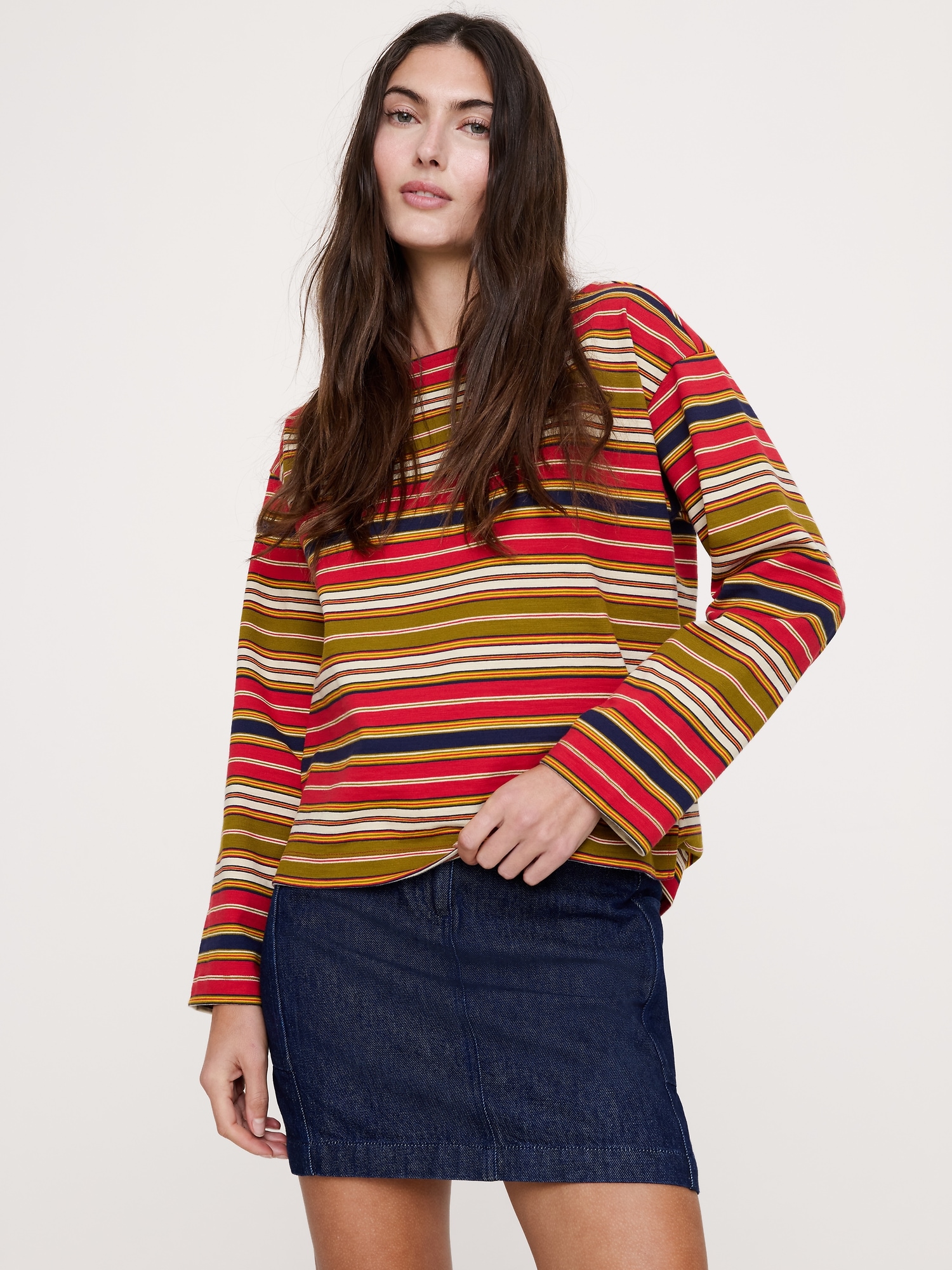 Relaxed Cotton Boat-Neck Top