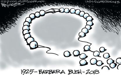Political cartoon U.S. Barbara Bush death legacy