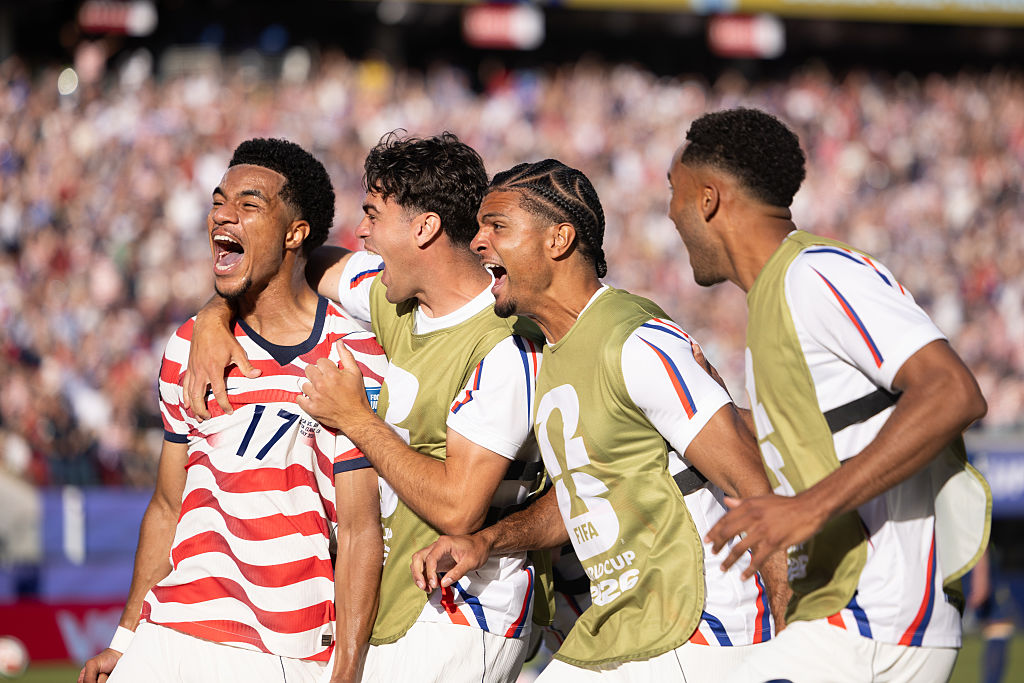 Malik Tillman of the United States celebrates scoring against Bosnia and Herzegovina
