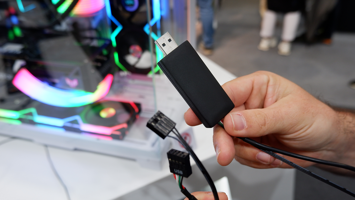 Lian Li&#039;s wireless RGB control system at Computex 2024.