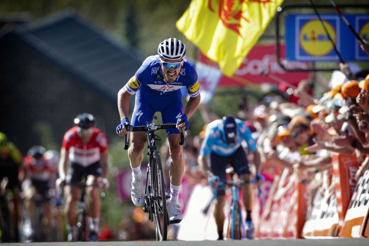 Julian Alaphilippe (Quick-Step Floors) en route to the win in Fleche Wallonne