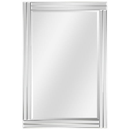 Empire Art Direct Modern Stepped Beveled Rectangle Wall Mirror, 24&quot; X 36&quot;, Ready to Hang