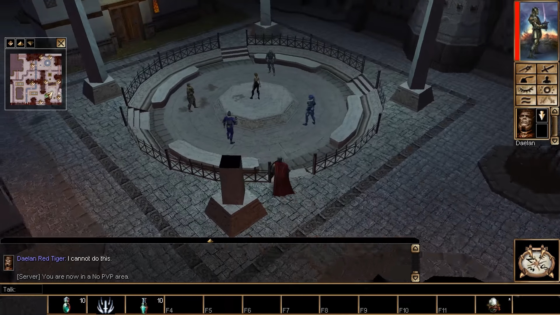 group of people gathered at a fountain in Neverwinter Nights