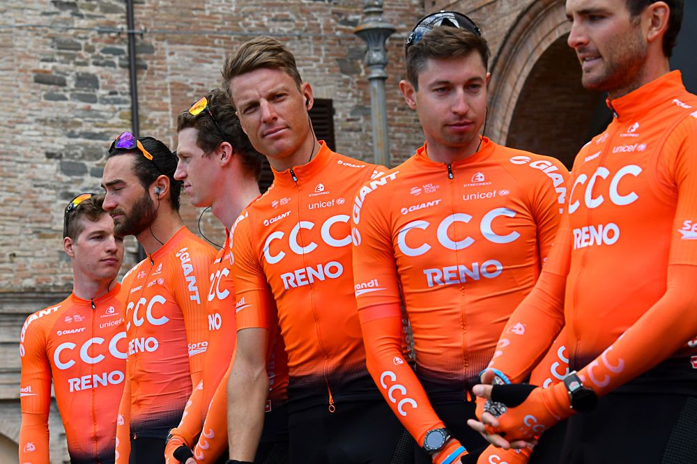 CCC Team on stage for sign in at Tirreno-Adriatico