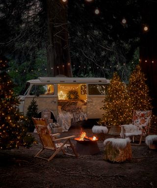 cox & cox christmas outdoor decor with campervan