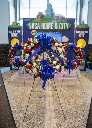 Wreaths honor the memories of those lost in the pursuit of space exploration at NASA Headquarters in Washington D.C. for the agency's Day of Remembrance on Feb. 7, 2019.