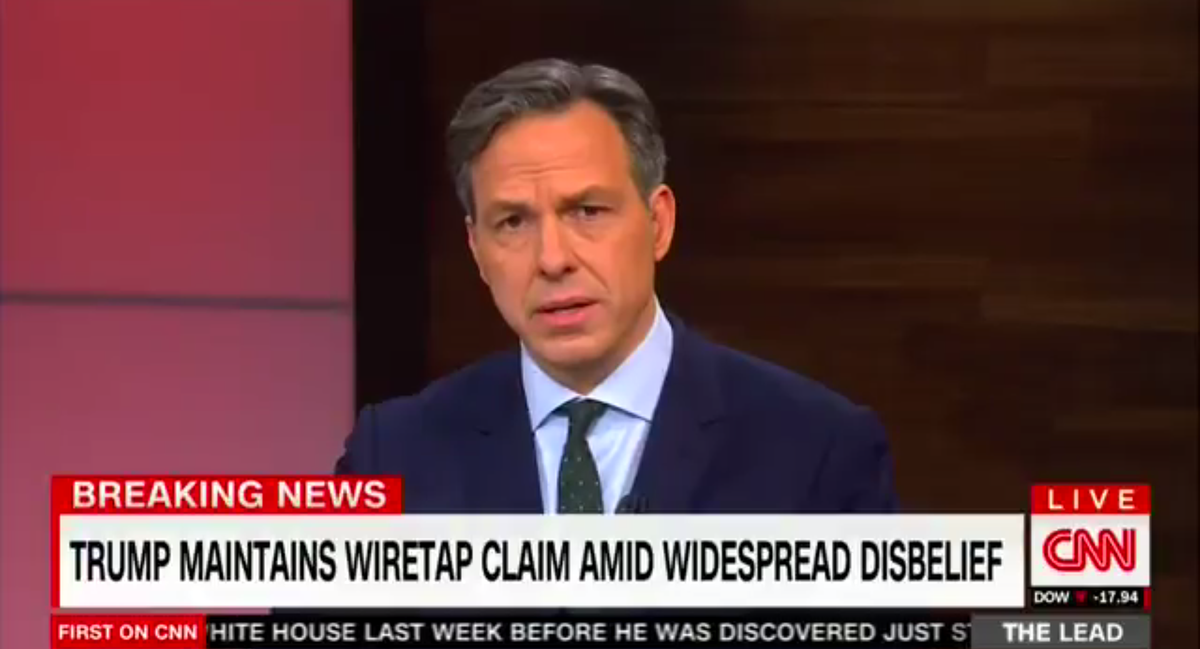 CNN's Jake Tapper Berates President Trump Over Wiretap Claims: 'Does ...