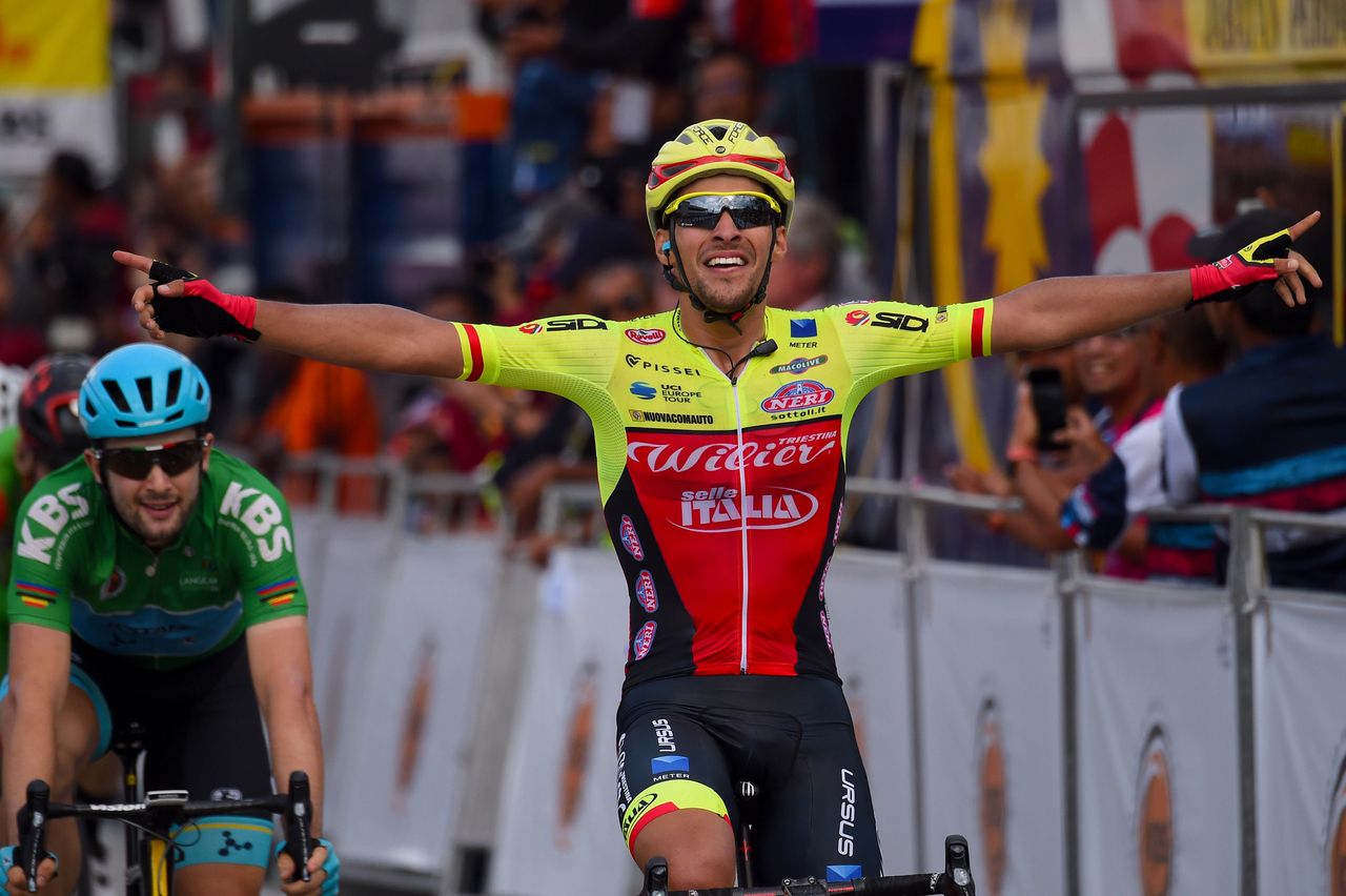 Luca Pacioni (Wilier Triestina-Selle Italia) celebrates his victory