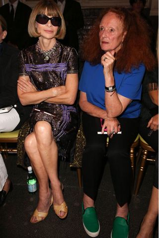 Anna Wintour And Grace Coddington At Paris Fashion Week