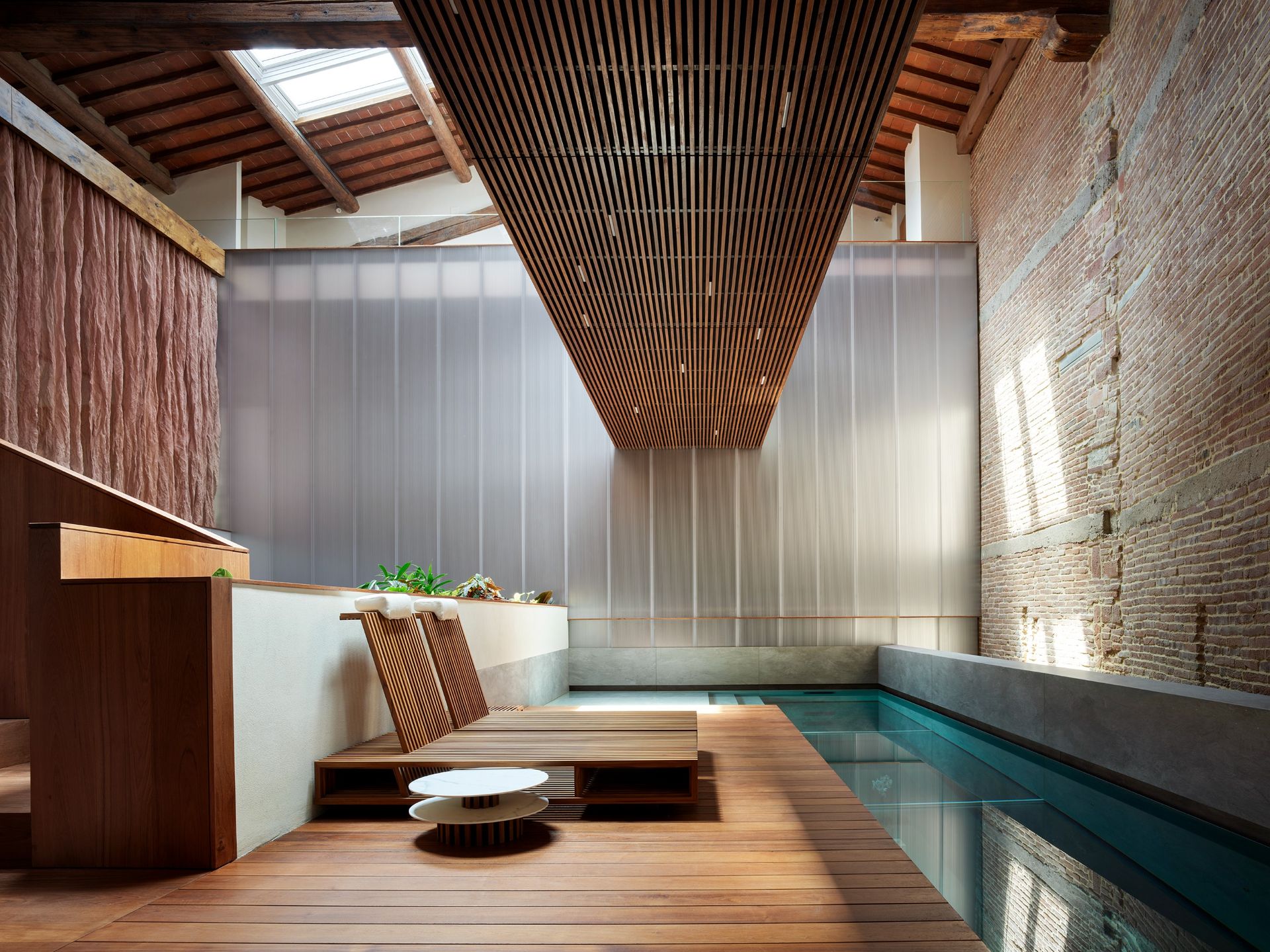 An architect's home in the heart of Florence contains a suspended swimming pool