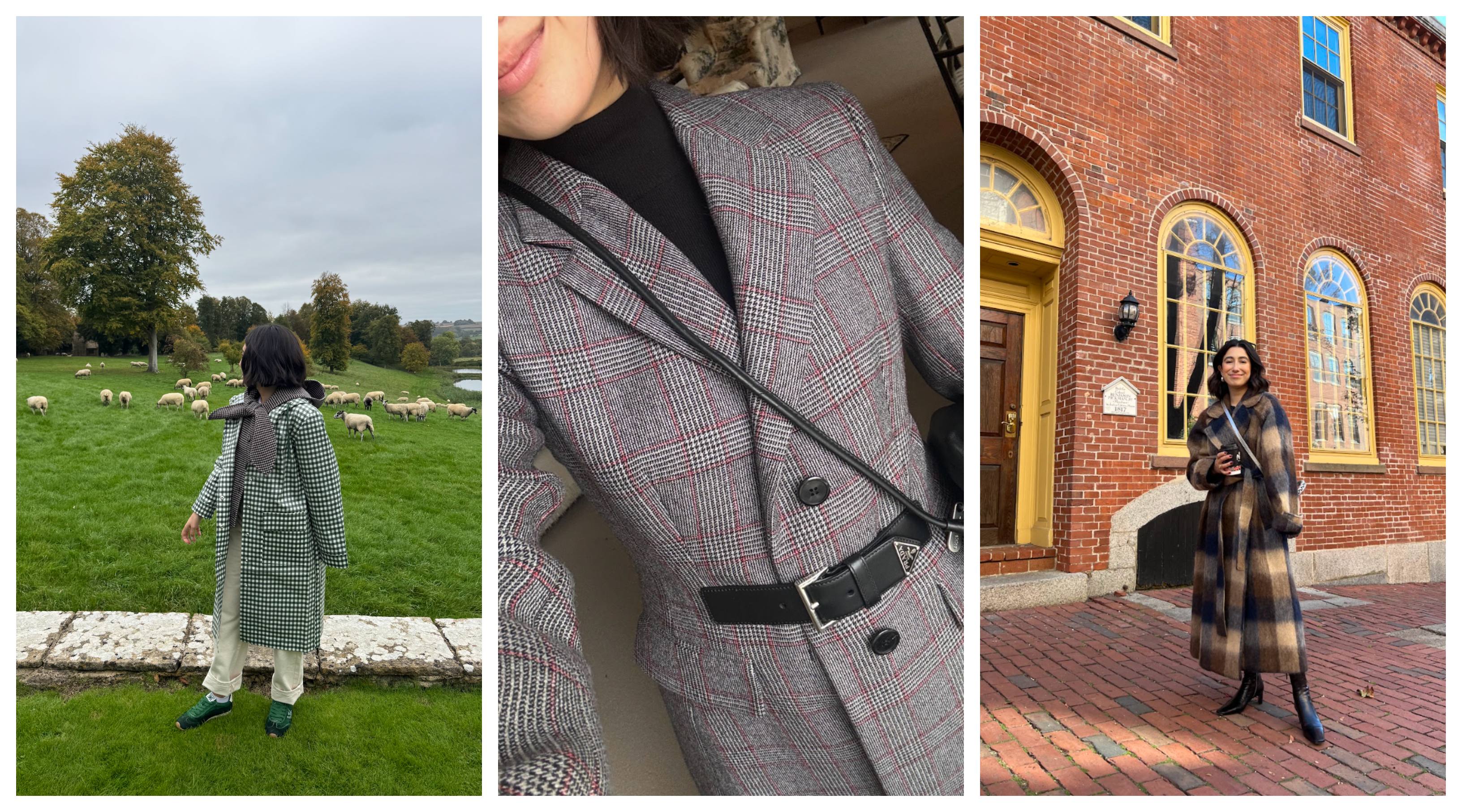 April Lockhart wearing fall statement coats