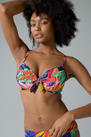 tropical patterned, multi-colored bikini