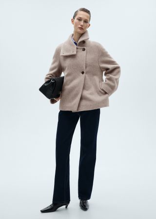 MANGO Turtleneck Wool Coat