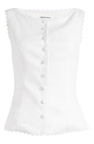 Amela Linen Button-Up Top