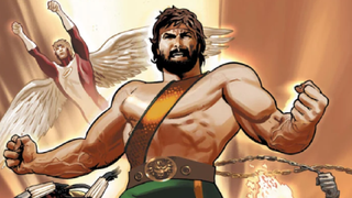 Hercules on the comic cover of The Champions in Marvel Comics.