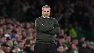 Celtic Manager Ange Postecoglou during a UEFA Champions League Group F match between Celtic and RB Leipzig at Celtic Park, on October 11, 2022, in Glasgow, Scotland.