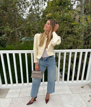  @sofiagrainge wears a Victoriana-inspired blouse