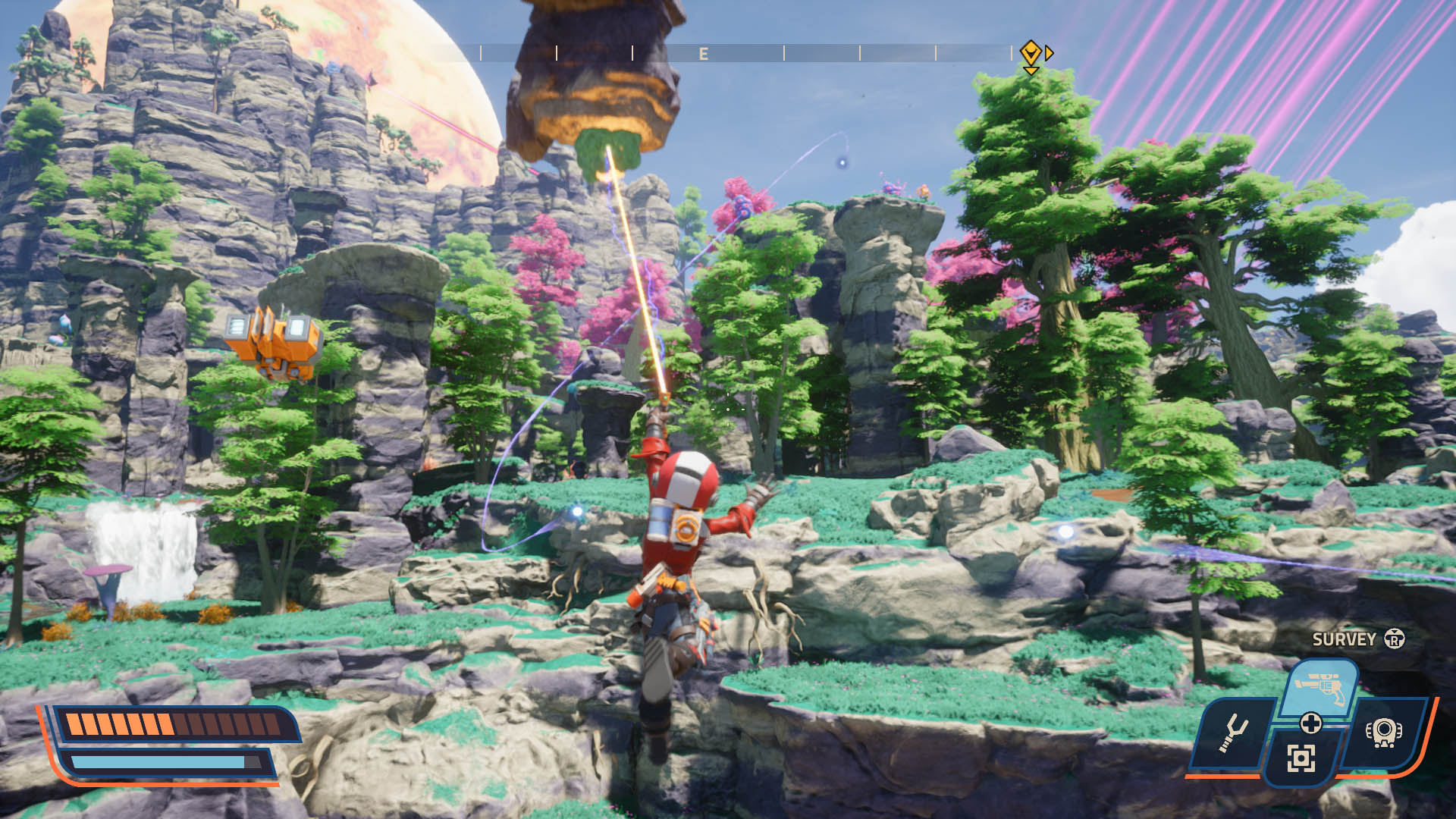 Swinging towards a plateau in Revenge of the Savage Planet