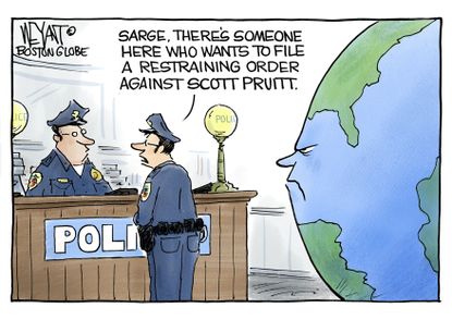 Political cartoon U.S. Scott Pruitt EPA Earth