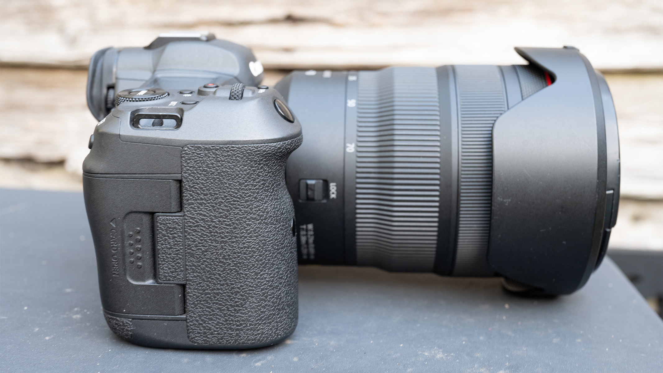 Side profile of the Canon R5