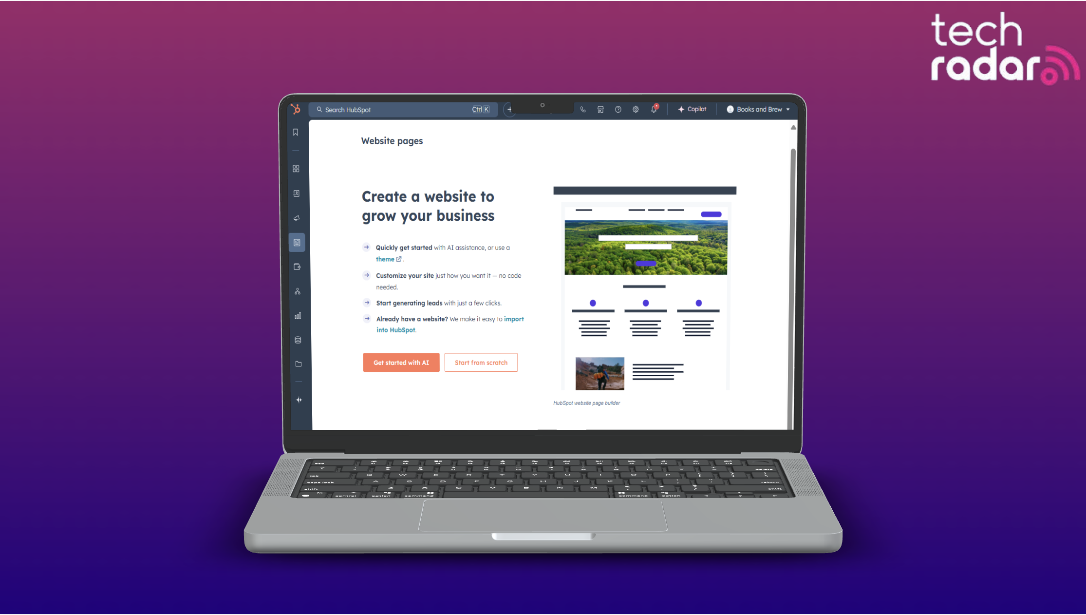 free website buider being used on laptop screen