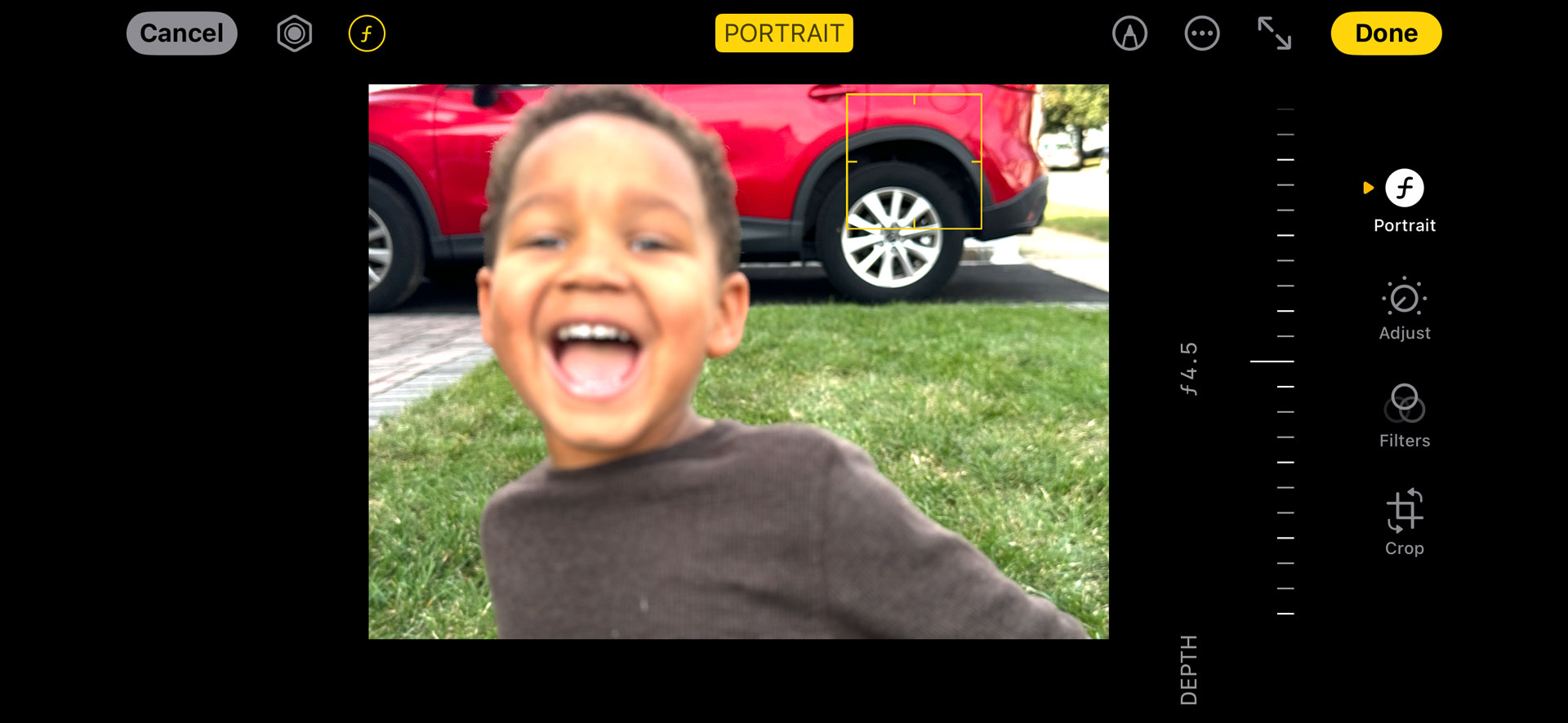 Apple iPhone 15 Pro Max portrait mode controls