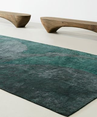 A handwoven rugs made from silk and wool
