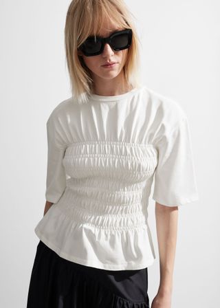 & Other Stories, Smocked Crewneck Top