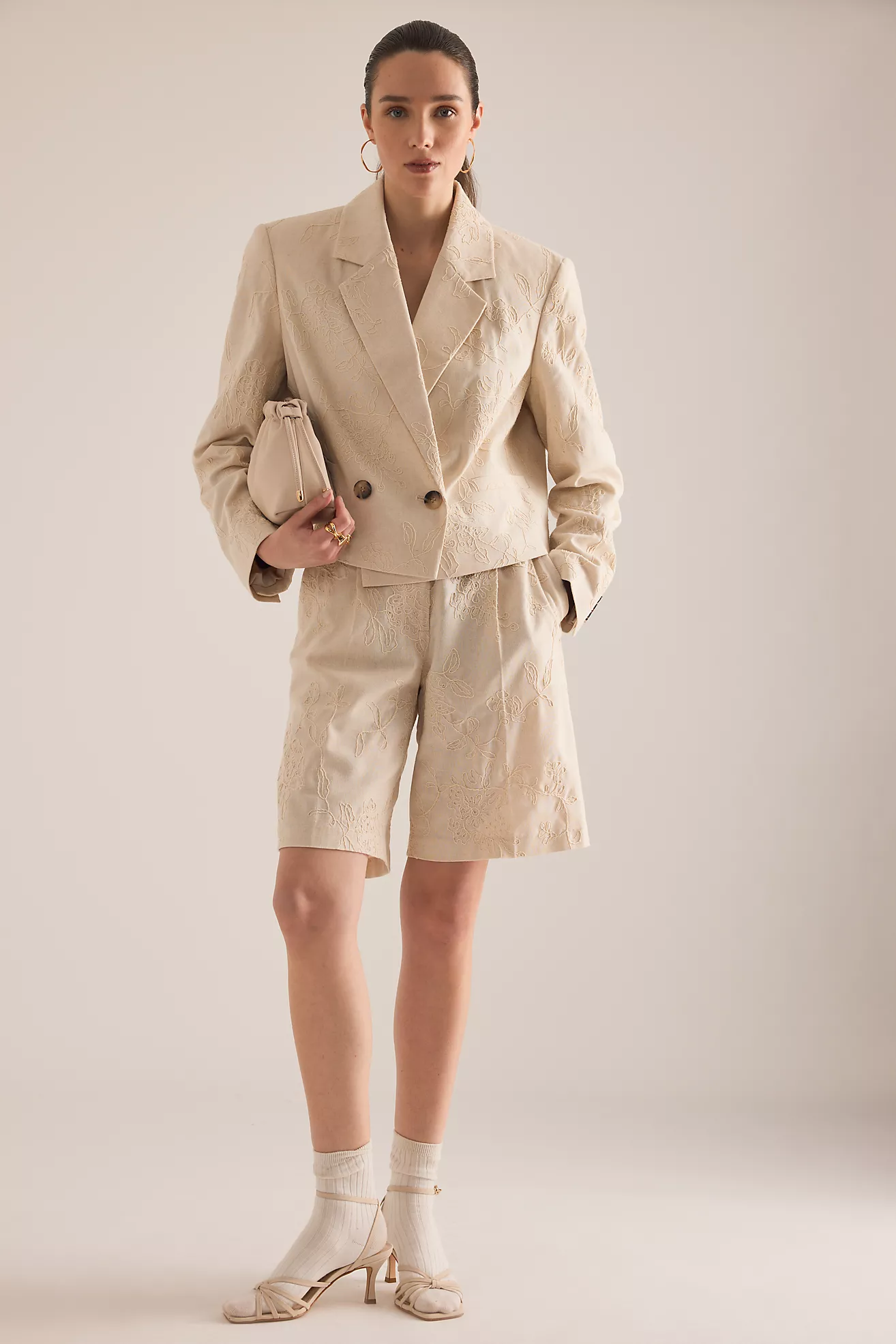 Maeve Embroidered Cropped Blazer