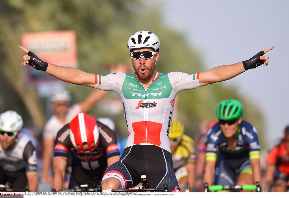 Giacomo Nizzolo (Trek Segafredo) wins stage 1 of the Abu Dhabi Tour