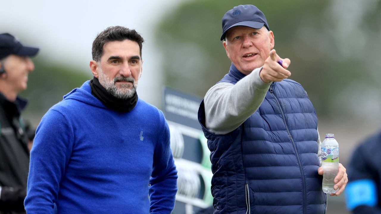 Yasir Al-Rumayyan and Martin Slumbers during the Alfred Dunhill Links Championship at St Andrews