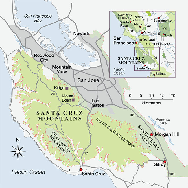 Santa Cruz Mountains map