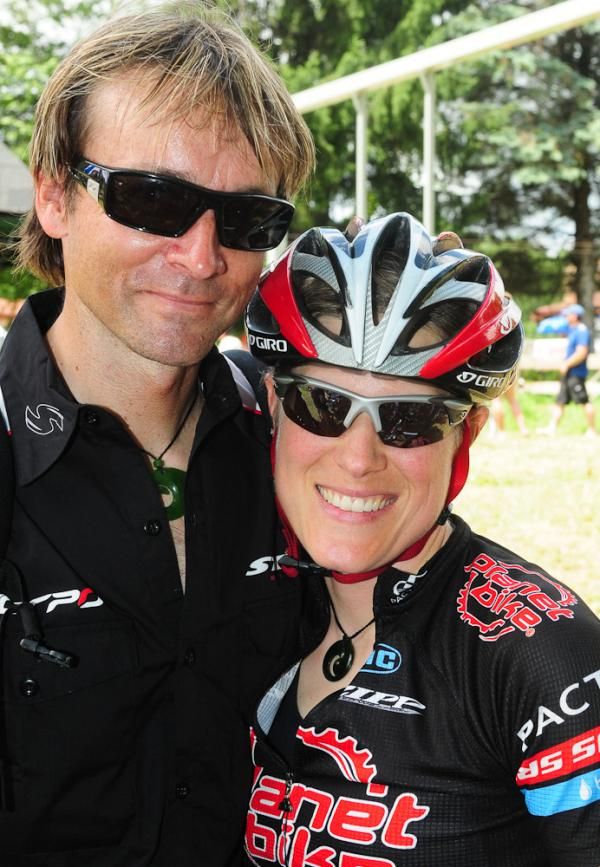 Katie Compton and her husband/manager Mark Legg.
