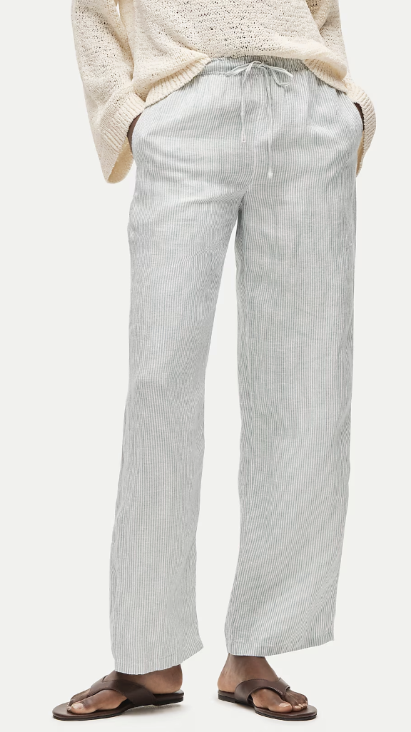 J.Crew, Soleil Pant in Striped Linen