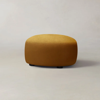 mustard yellow ottoman, mohair