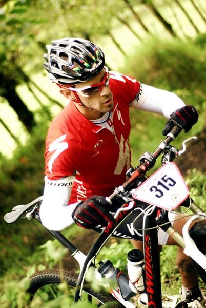 Juan Carlos Marin on a hike a bike section
