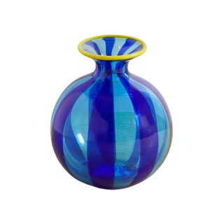 A striped blue murano glass vase