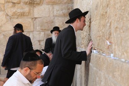 Orthodox Jews at the Western Wall.
