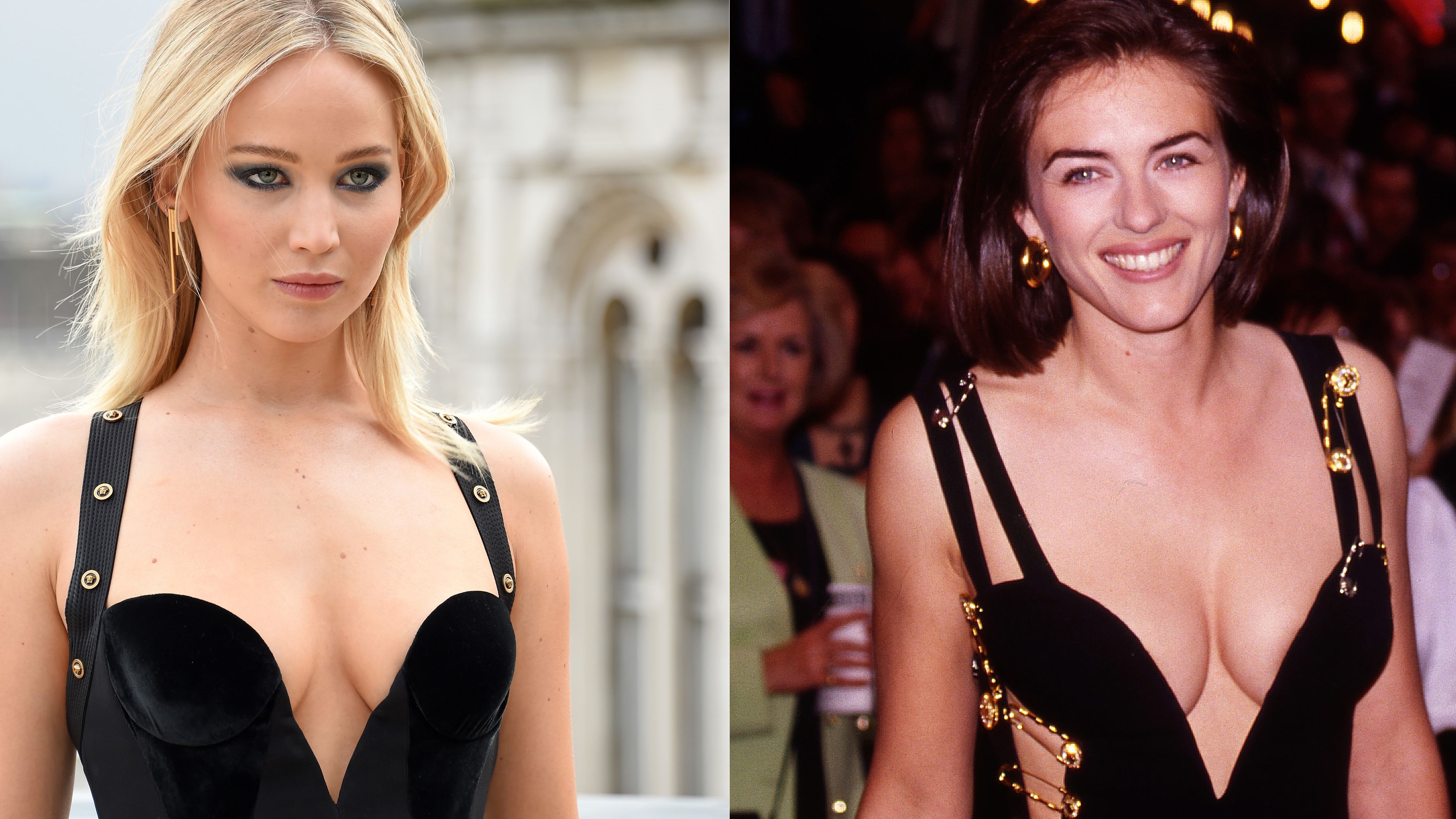 Jennifer Lawrence Nude Xxx - Jennifer Lawrence Looks Nearly Identical to '90s Elizabeth Hurley in This  Iconic Black Gown | Marie Claire