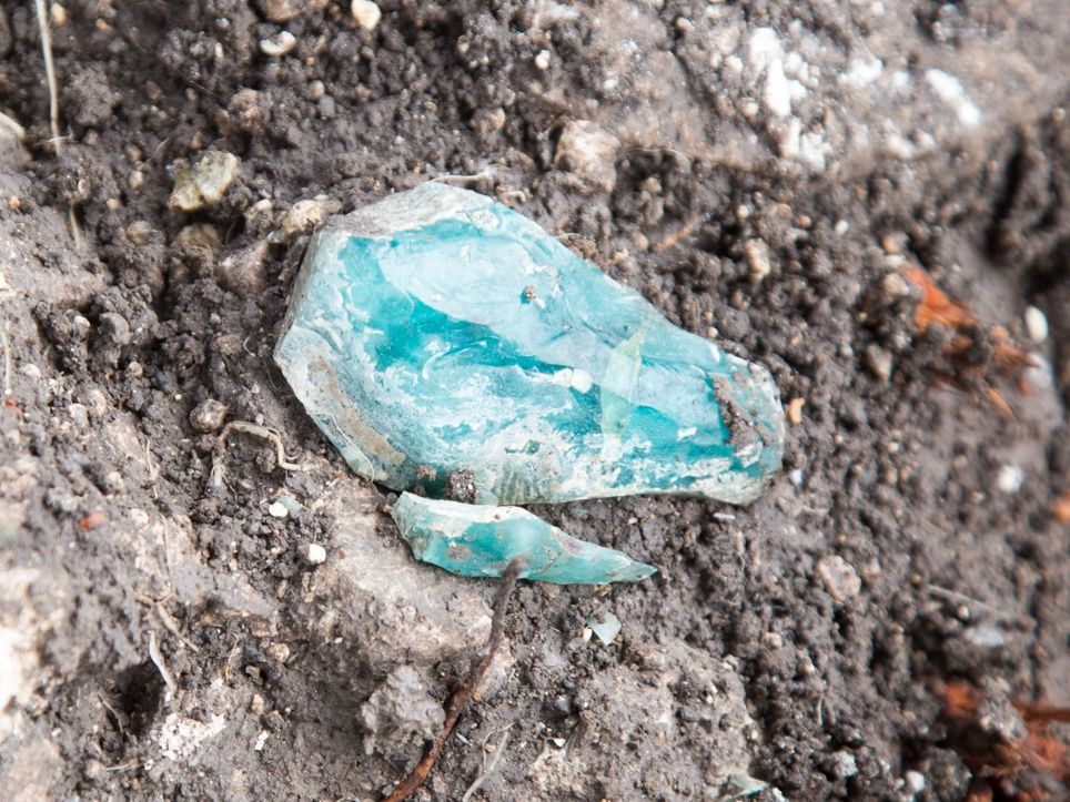 glass fragments at a site in Israel