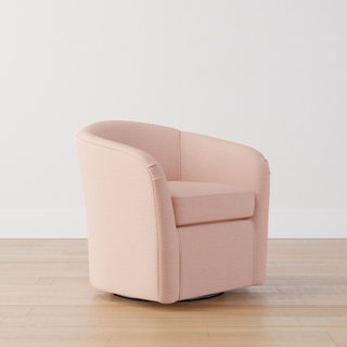 blush pink swivel chair with high back