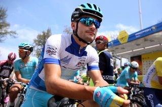 Andrea Guardini keeping the points jersey safe for Caleb Ewan