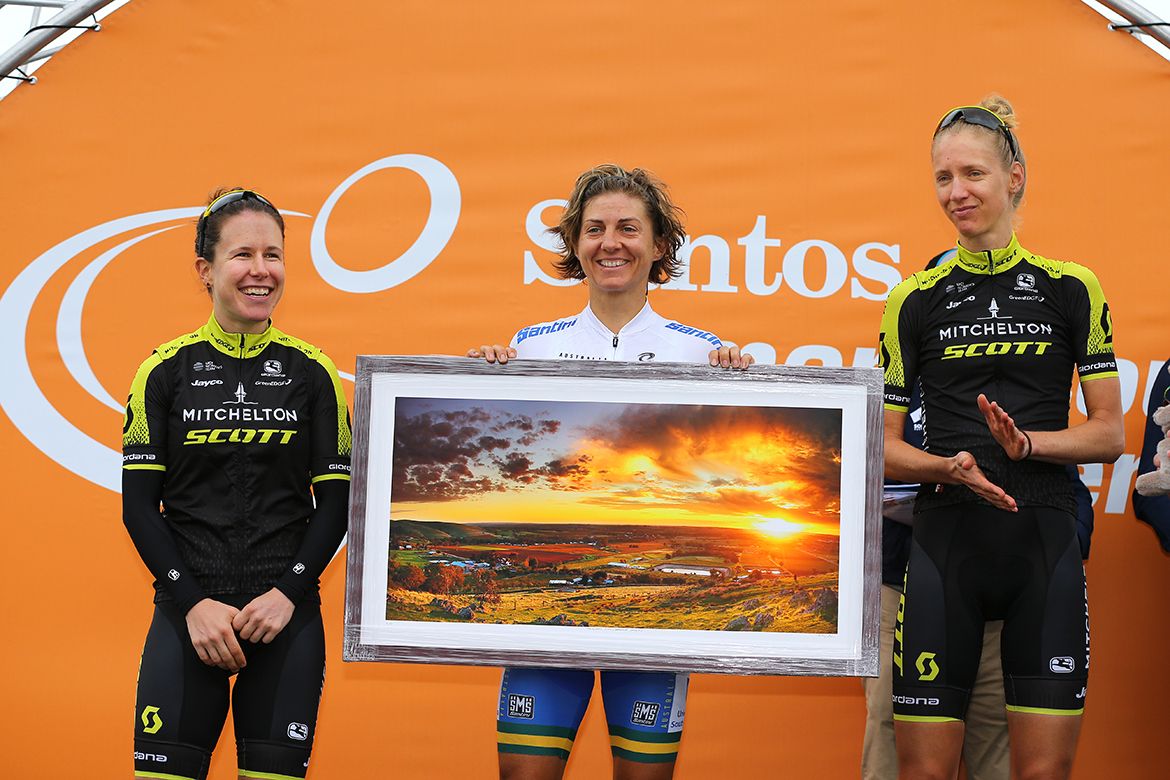 Katrin Garfoot with her stage win prize