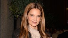 Katie Holmes wearing leather trousers in New York on 9 October, 2025