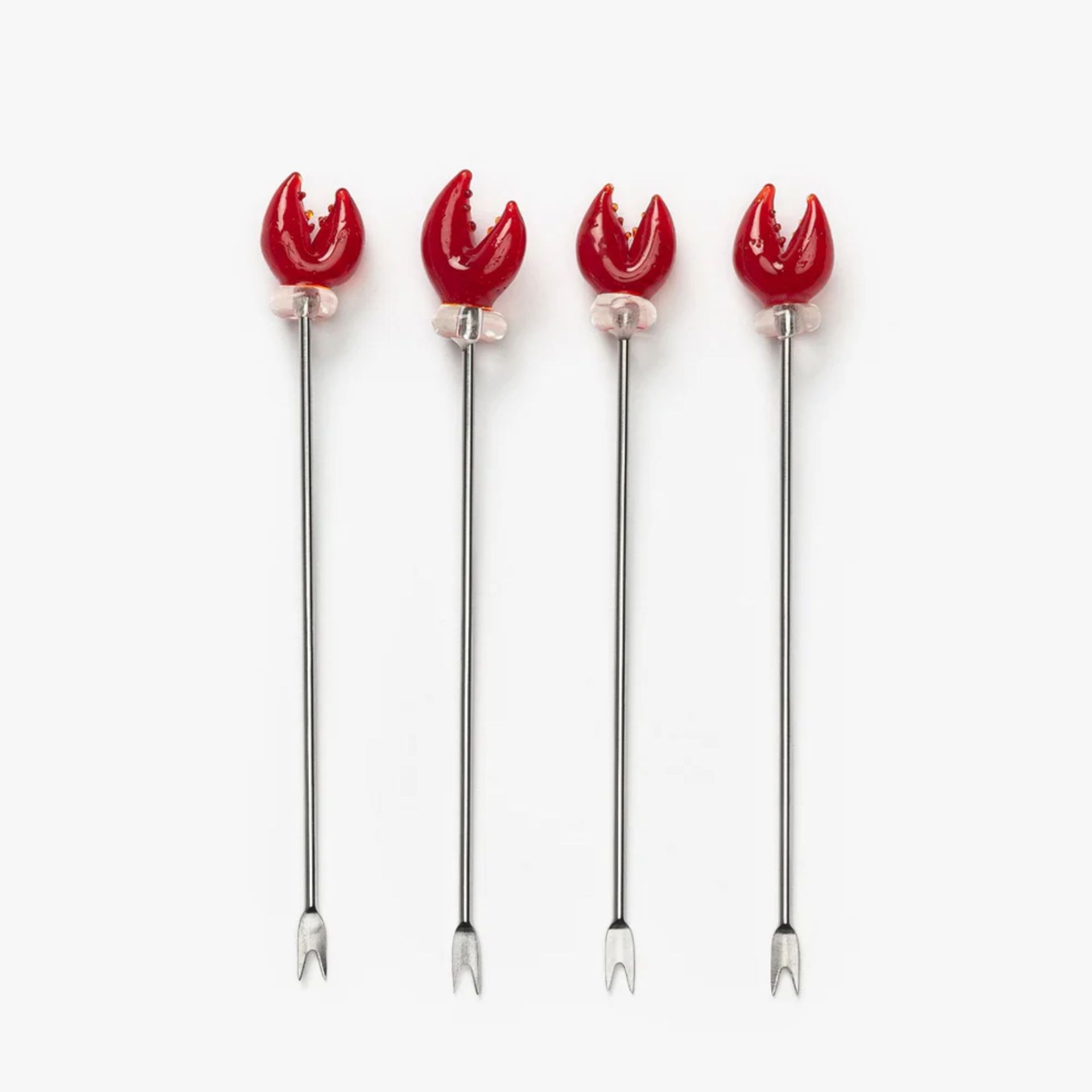 Glass Lobster Claw Picks (Set of 4)