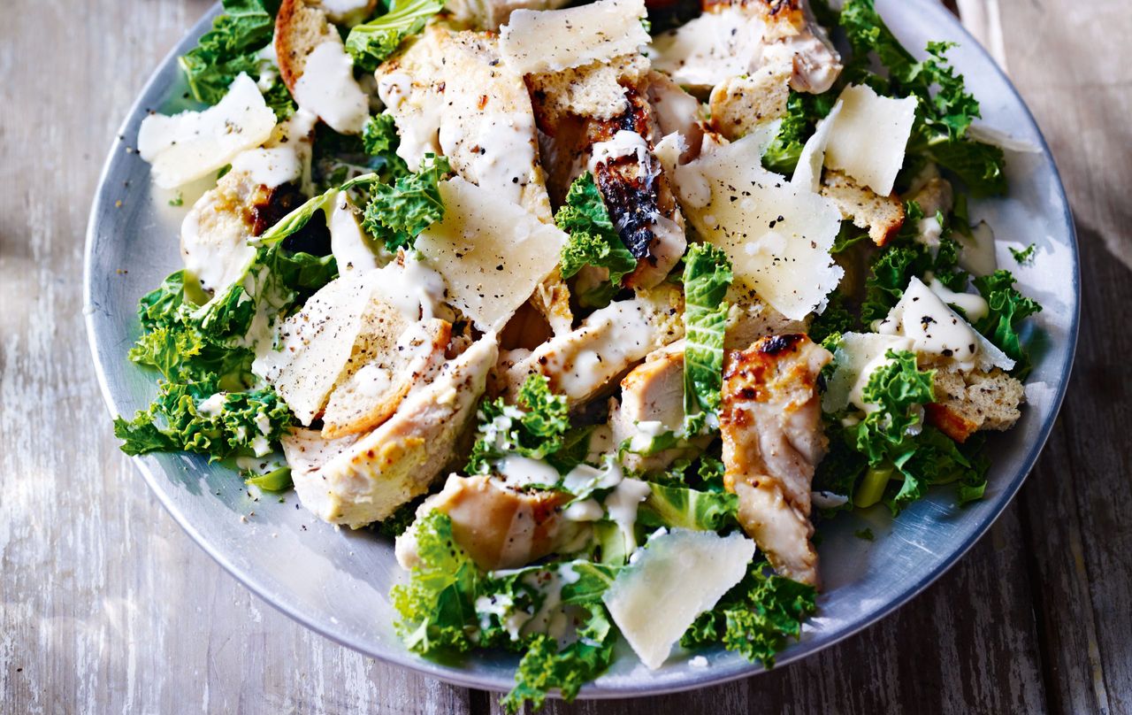 New York kale and chicken Caesar salad