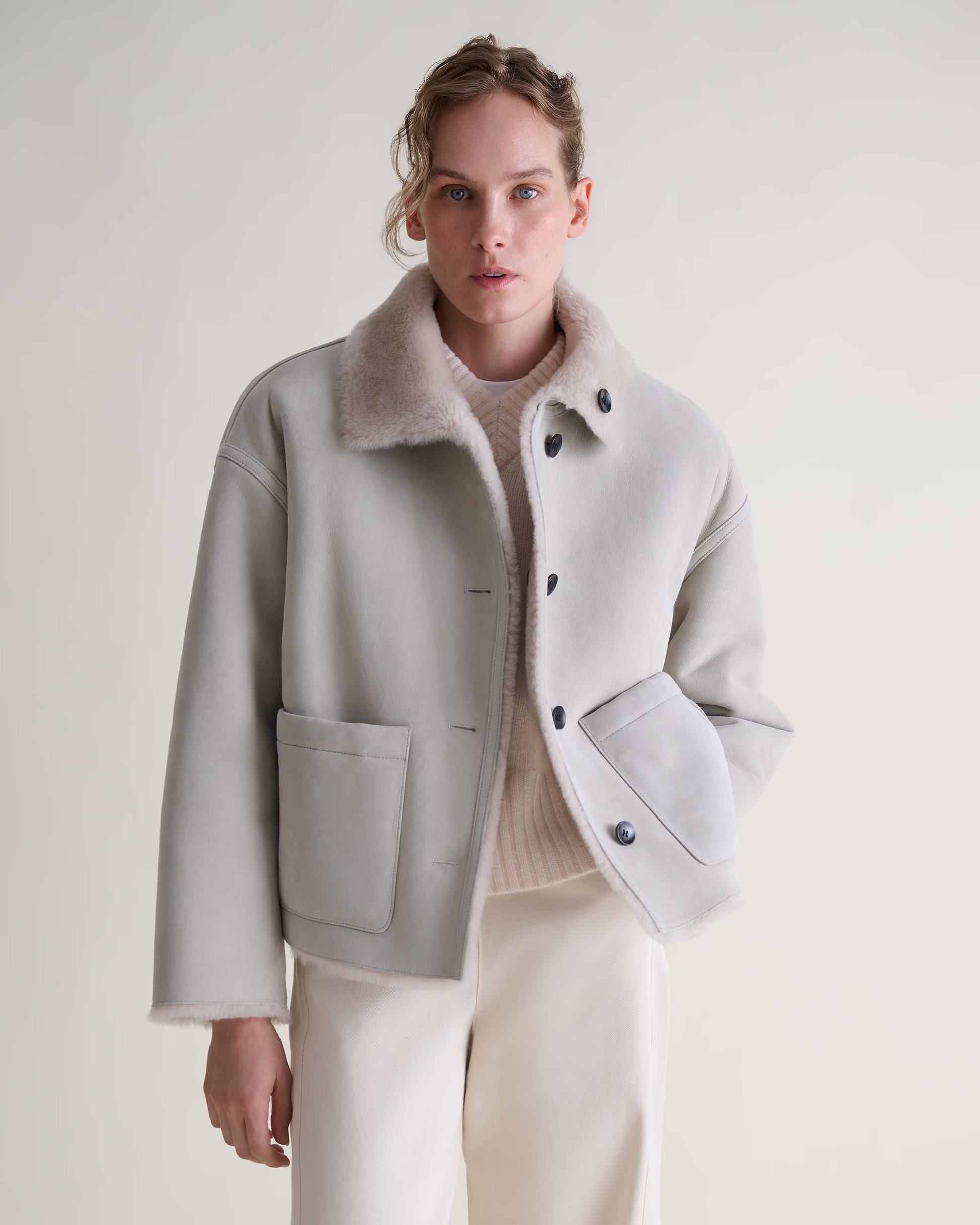 Rise &amp;amp; Fall, Women's Reversible Shearling Funnel Neck Jacket